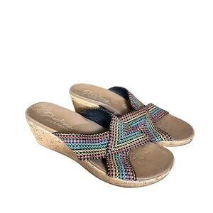 Skechers Luxe‎ Foam Multi Color Strap Wedge Size 10